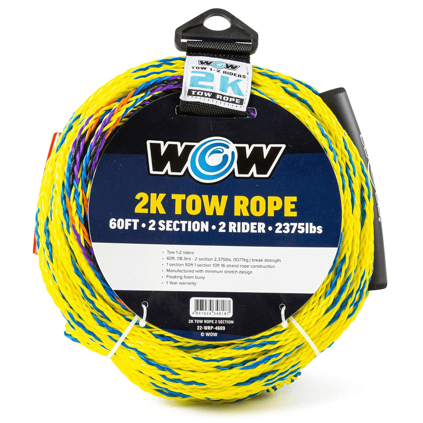 WOW Watersports 60ft 2-Rider 2K Tow Rope with 2 Sections