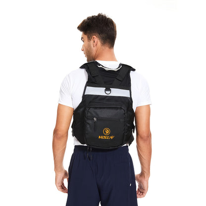 High Buoyancy Adult Life Jacket – Black Tactical Safety Vest for Fishing, Kayaking & Boating