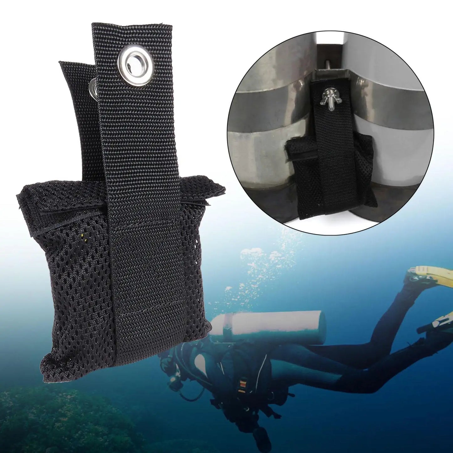 Scuba Diving Tank Tail Weight Pouch – Adjustable Trim Pouch for Double Cylinders