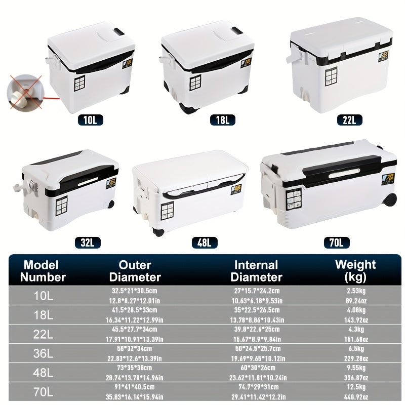 32L Slip-Resistant Fishing Cooler Box with Live Bait Compartment – Marine Ice Chest for Boat & Sea Fishing
