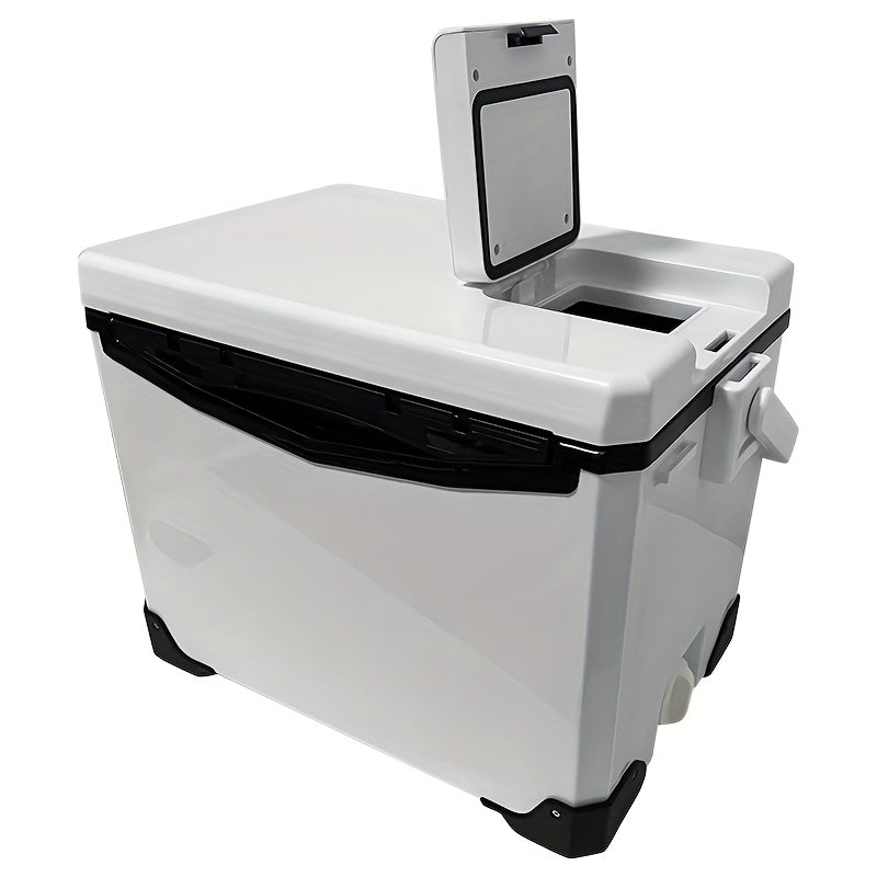 32L Slip-Resistant Fishing Cooler Box with Live Bait Compartment – Marine Ice Chest for Boat & Sea Fishing