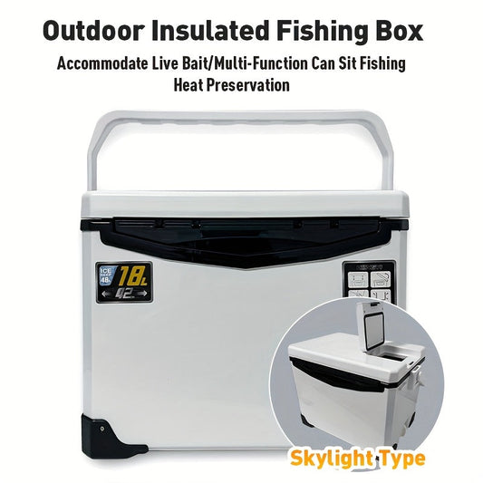32L Slip-Resistant Fishing Cooler Box with Live Bait Compartment – Marine Ice Chest for Boat & Sea Fishing
