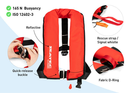 SEATEC Classic 165N Automatic Life Jacket – Red & Black