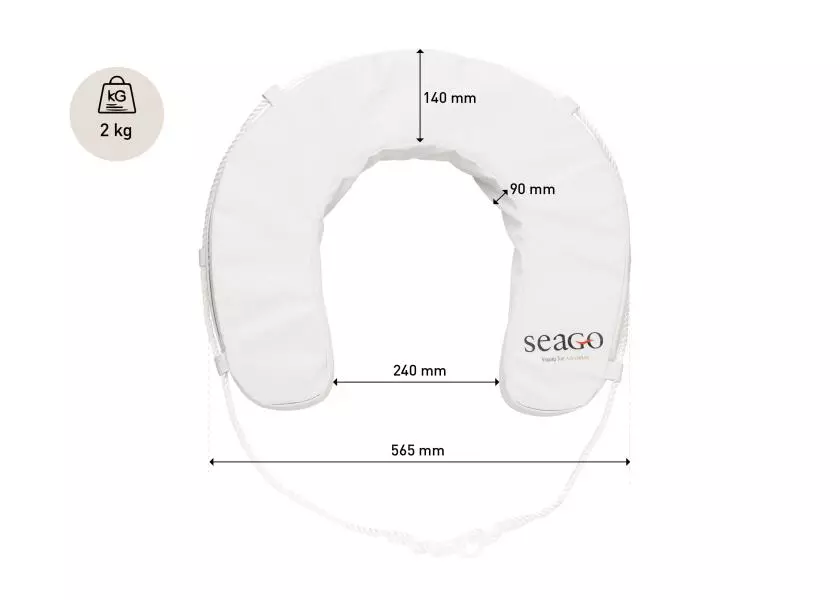 SEAGO Horseshoe Lifebuoy – White – With Bracket & SOLAS Light