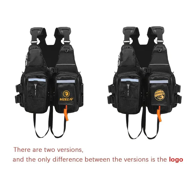 High Buoyancy Adult Life Jacket – Black Tactical Safety Vest for Fishing, Kayaking & Boating